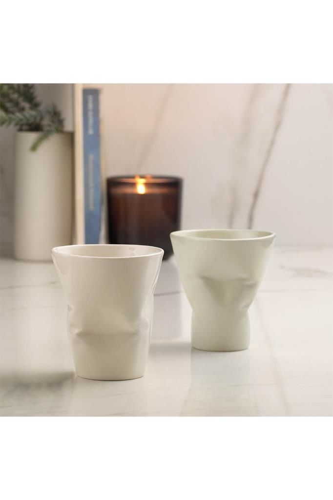 Kütahya Porselen Crash Mug 220 cc Krem 2 li