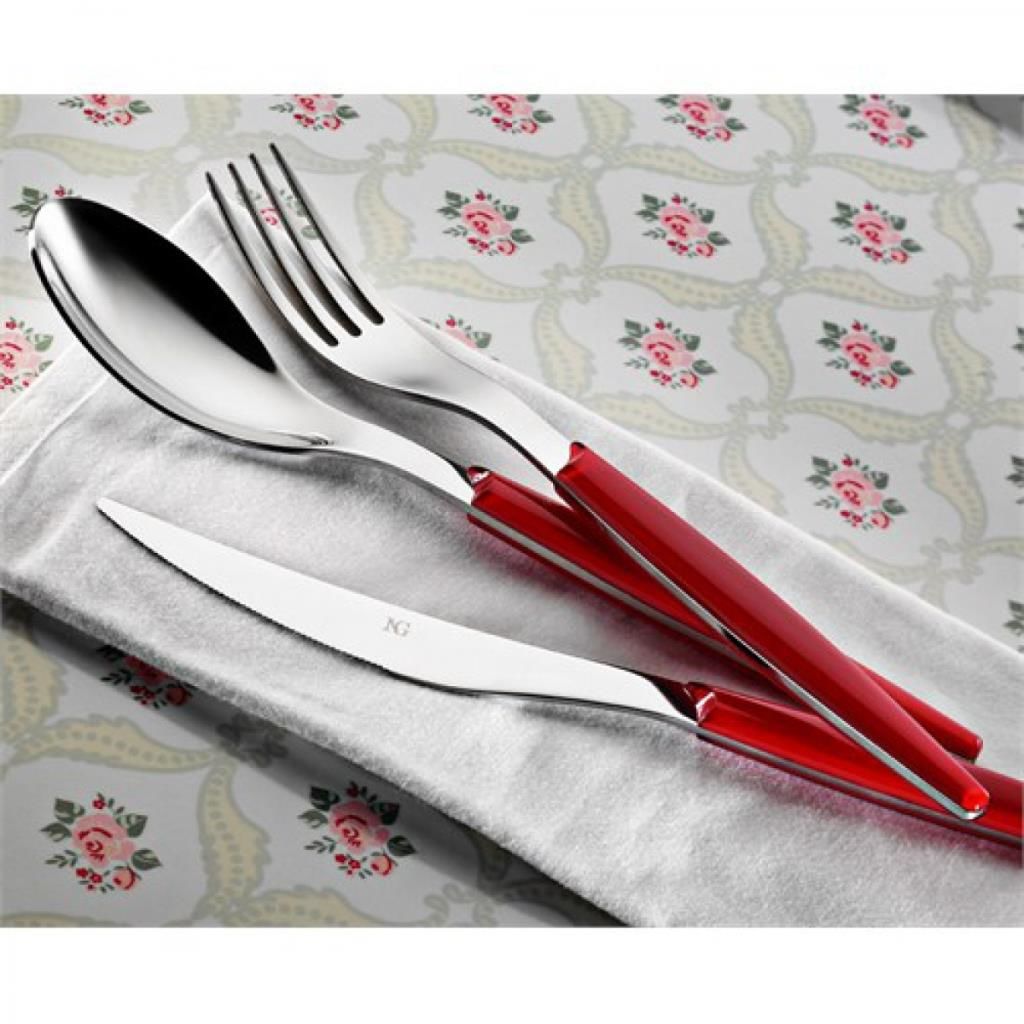 Kütahya Porselen 30 Parça Çatal Kaşık Bıçak Seti Kırmızı