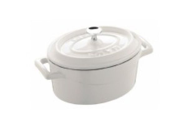 Lava Trendy Oval Mini Döküm Demir Tencere 12x9 cm Beyaz