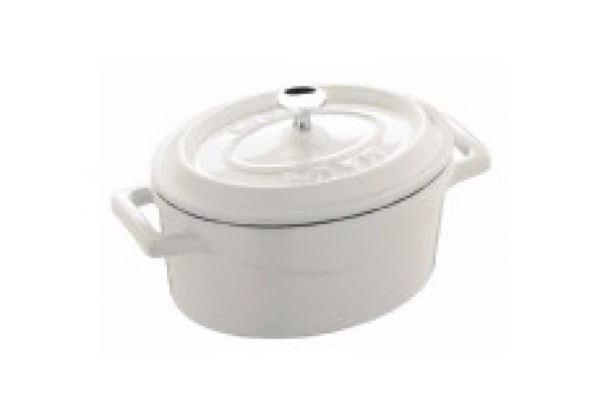 Lava Trendy Oval Mini Döküm Demir Tencere 12x9 cm Beyaz