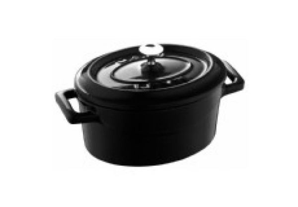 Lava Trendy Oval Mini Döküm Demir Tencere 12x9 cm Siyah