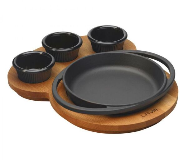 Lava Ahşap Altlıklı Döküm Demir Yuvarlak Tava Çap (Ø) 16 cm