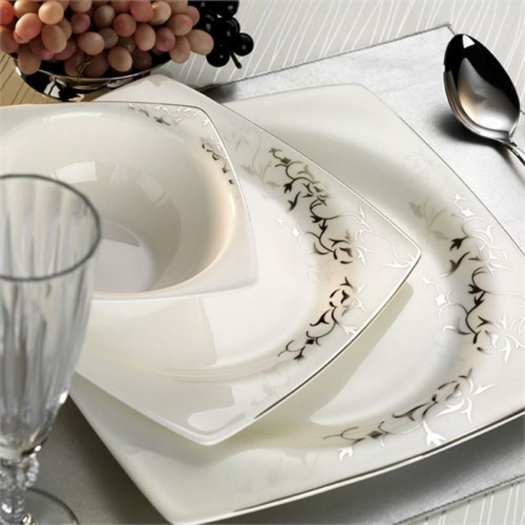 Kütahya Porselen Aliza Bone 83 Parça 65109 Desenli Yemek Takımı