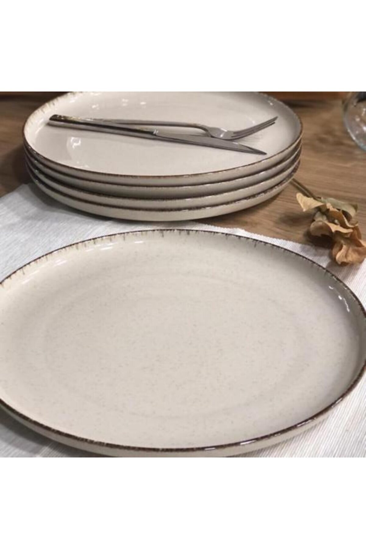 Kütahya Porselen Pearl 27 cm Servis Tabağı Tarçın 6 lı